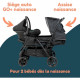 Poussette double jumeaux - BAMBISOL - Combiné Poussette Double + Siege Auto I-size - 4 roues - Noir