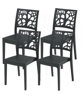 Lot de 4 chaises de jardin TETI ARETA - 52 x 46 x H 86 cm - Anthracite