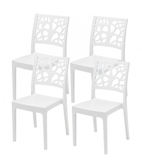 Lot de 4 chaises de jardin TETI ARETA - 52 x 46 x H 86 cm - Blanc