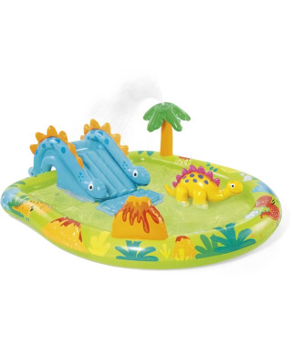 Aire de jeux gonflable - INTEX - Petit Dino - 143 Litres - 2 ans+ - 191 x 152 x 58 cm - Inclus : toboggan, fontaine, dino gon…