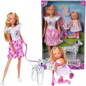 Steffi Love poupée dalmatien + Evi Love - 2 poupées 29 et 12 cm - 2 Figurines Dalmatien - Trotinette Evi - Des 3 ans