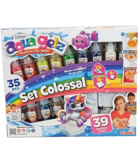 Simba - Aqua Gelz - Kit créatif enfant - Création figurines 3D - Set colossal - Tubes de Gel - Des 8ans