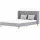 Lit adulte HEIDI - 140 x 190 cm - Velours gris - Sommier inclus