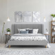 Lit adulte HEIDI - 160 x 200 cm - Velours gris - Sommier inclus