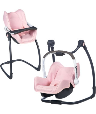 Smoby - Maxi Cosi - Siege + Chaise haute - 3 en 1 - Poupée 42cm max - Poupon non inclus - Des 3 ans