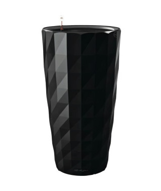 Pot de fleur LECHUZA Diamante Premium - kit complet, noir brillant