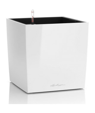 Pot de fleur LECHUZA Cube Premium 40 - kit complet, blanc brillant