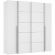 Armoire NARAGO - Décor Blanc mat - 2 portes coulissantes + 2 portes battantes + 2 penderies - L200 x P61 x H210 cm