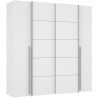 Armoire NARAGO - Décor Blanc mat - 2 portes coulissantes + 2 portes battantes + 2 penderies - L200 x P61 x H210 cm