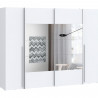 Armoire NARAGO - Décor Blanc mat - 2 portes coulissantes + miroir + 2 portes battantes + 2 penderies - L270 x P61 x H210 cm