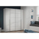 Armoire NARAGO - Décor Blanc mat - 2 portes coulissantes + 2 portes battantes + 2 penderies - L200 x P61 x H210 cm