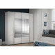 Armoire NARAGO - Décor Blanc mat - 2 portes coulissantes + miroir + 2 portes battantes + 2 penderies - L200 x P61 x H210 cm