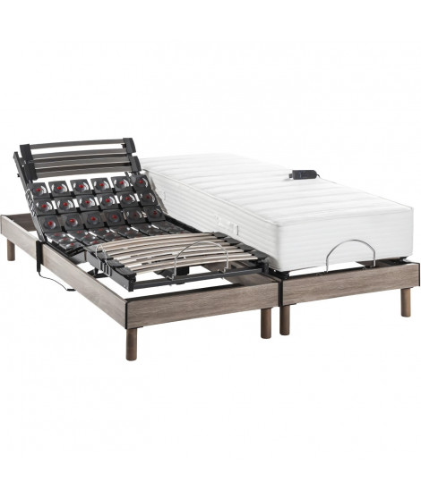 Ensemble relaxation électrique PHYSIOMAX - matelas + sommiers 2x80x200 cm - Ressorts ensachés - DEKO DREAM ERGO 6