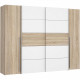 Armoire NARAGO - Décor Chene Sonoma et blanc mat - 2 portes coulissantes + 2 portes battantes - L270 x P61 x H210 cm