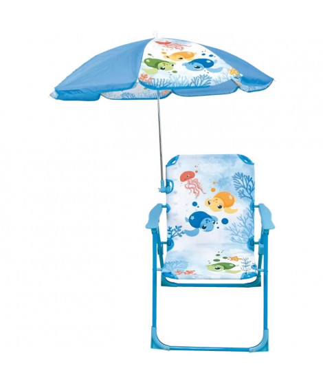 Mobilier de jardin - FUN HOUSE - Chaise Ma Petite Carapace Tortue H.53 x L.38,5 x P.37,5 cm avec parasol 65 cm - Pour enfant !