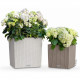 Pot de fleur LECHUZA Cube Cottage 50 - kit complet, gris clair