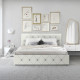 David upholstered bed with 4 drawers (160x200), white PU