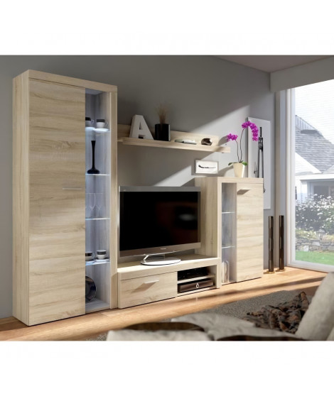 Meuble TV - Contemporain - Décor chene sonoma - L 120 cm - RUMBA