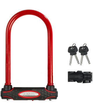 MASTER LOCK Antivol Vélo U [A Clé] [Support de Vélo Universel] [Antivol Certifié] [Rouge] 8195EURDPROCOLR