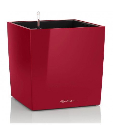 Pot de fleur LECHUZA Cube Premium 40 - kit complet, rouge scarlet brillant