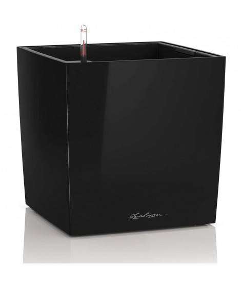 Pot de fleur LECHUZA Cube Premium 40 - kit complet, noir brillant