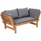 Banquette de jardin convertible en acacia FSC - 2 places - Avec coussins - KAYDA - Gris foncé