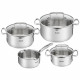 TEFAL Duetto+ Batterie de cuisine 7 pieces, Faitouts + couvercle verre, Casserole, Induction, Inox, Poignées rivetées G719S734