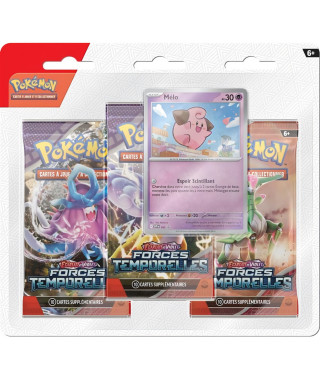 Pokémon Coffret Tripack 3 Boosters EV05 Ecarlate et Violet - Forces Temporelles : Mélo ou Motorizard - modele aléatoire