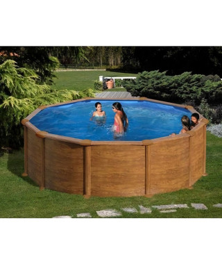 Piscine hors sol acier ronde imitation bois - Mauritus - Ø480 x 132 cm - GRE