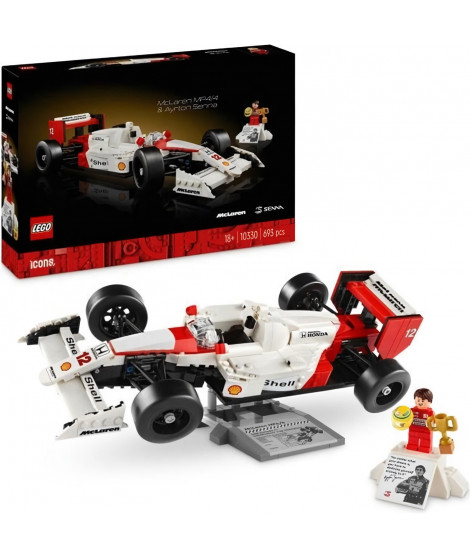 LEGO Icons 10330 McLaren MP4/4 et Ayrton Senna, Set Modele Réduit de Voiture pour Adultes