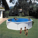 GRE - Kit Piscine hors sol acier ronde blanche - Ø480 x 122 cm (Livrée avec filtre a cartouche + sable + échelle de sécurité)