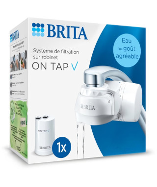 Systeme de filtration sur robinet - BRITA - ON TAP V - 600 L d'eau filtrée / 4 mois - 3 modes d'utilisations - 5 adaptateurs …