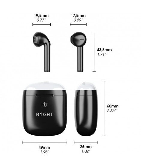 RYGHT R483898 DYPLO 2 - Ecouteur True Wireles Earphones - Noir