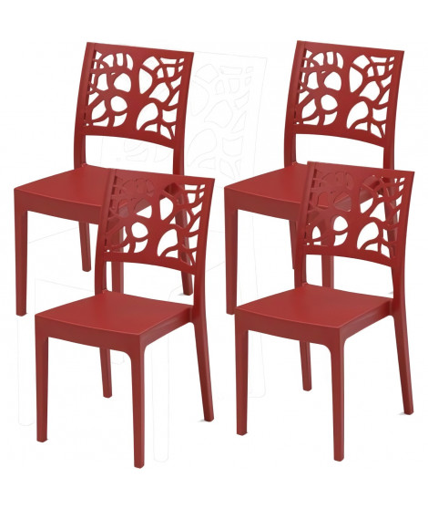 Lot de 4 chaises de jardin TETI ARETA - 52 x 46 x H 86 cm - Rouge