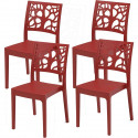 Lot de 4 chaises de jardin TETI ARETA - 52 x 46 x H 86 cm - Rouge