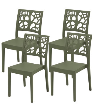 Lot de 4 chaises de jardin TETI ARETA - 52 x 46 x H 86 cm - Vert olive