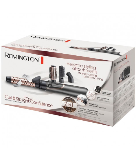 Remington AS8606 Brosse Soufflante Rotative Curl&Straight Confidence, Brosse Plate, Seche Cheveux et Fer a Boucler 4en1
