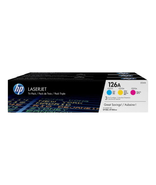 HP 126A Pack de 3 cartouches de toner trois couleurs authentiques (CF341A) pour LaserJet Pro 100, Color MFP M175/200/MFP M275…