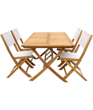 Ensemble repas de jardin en bois d'eucalyptus FSC - BANGGI - 4 personnes