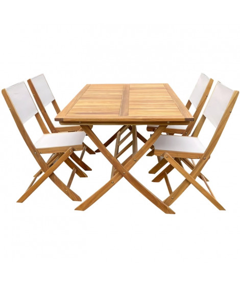 Ensemble repas de jardin en bois d'eucalyptus FSC - BANGGI - 4 personnes