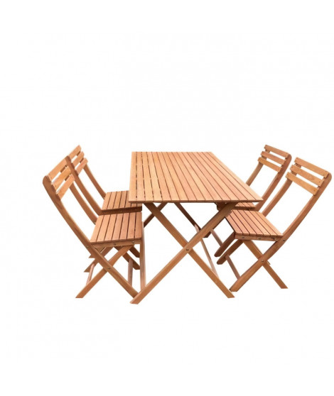 Ensemble repas de jardin en bois d'eucalyptus FSC - 4 personnes