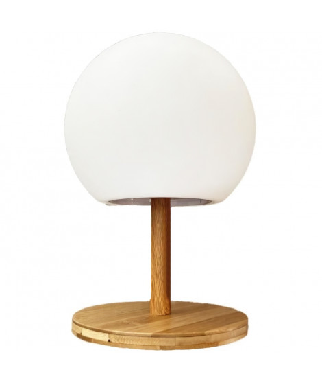 LUMISKY - Lampe de table - sans fil - pied en bambou extensible - H28cm - LED blanc chaud/blanc LUNY