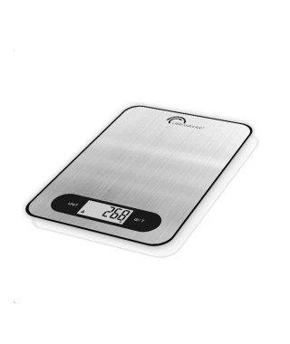 LITTLE BALANCE 8169 Slim, Balance de cuisine électronique, 5 kg / 1 g, Plateau en verre trempé, Extra-plate, Inox