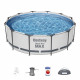 Kit Piscine hors sol tubulaire BESTWAY - Steel Pro Max - 366 cm x 100 - Ronde (Pompe de filtration, échelle, auvent)