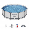 Kit Piscine hors sol tubulaire BESTWAY - Steel Pro Max - 366 cm x 100 - Ronde (Pompe de filtration, échelle, auvent)