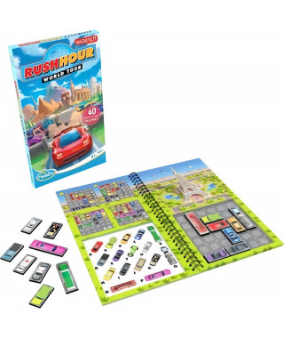 Rush Hour World Tour, 40 défis, Jeux de logique magnétique, 1 Joueur, a partir de 8 Ans, Version voyage, 76544, Ravensburger