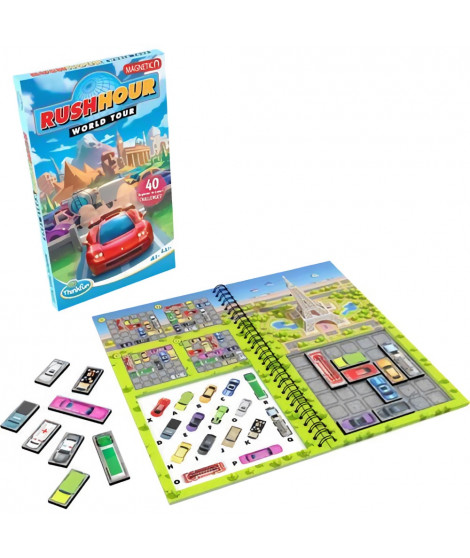 Rush Hour World Tour, 40 défis, Jeux de logique magnétique, 1 Joueur, a partir de 8 Ans, Version voyage, 76544, Ravensburger