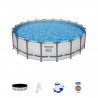 Kit Piscine hors sol tubulaire BESTWAY - Steel Pro Max - 610 x 132 cm - Rectangulaire (Inclus filtre a cartouche + échelle +