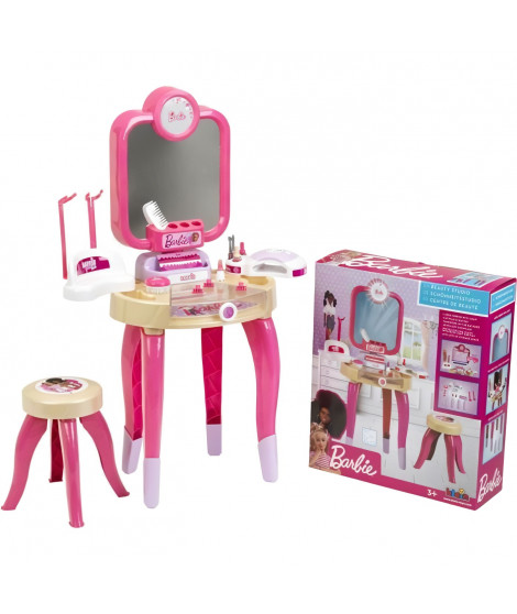 Jouet de beauté - KLEIN - Centre de beauté Barbie Happy Vibes - Complet avec de nombreux accessoires et lumiere.