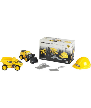 Jouet de chantier - KLEIN - Set de chantier Volvo Power avec casque, 5 pieces - Plastique de grande qualité, tres résistant.